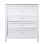 Commode à tiroirs en bois massif pulvérisé avec poignée ronde rétro, blanc