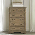 Commode 5 tiroirs, style traditionnel européen, finition blanc antique ou bisque vieilli, tiroir doublé de cèdre, L 96,5 cm