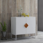 Buffet en bois massif 2 portes, Poignée carrée, Armoire de rangement, Salle à manger et Salon