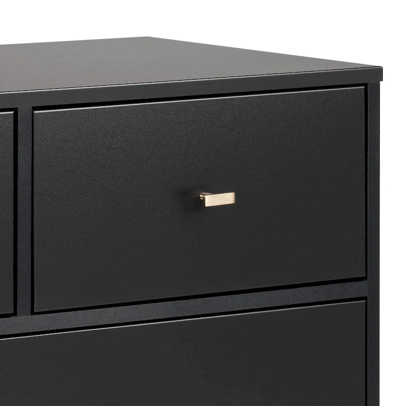 Commode moderne de style scandinave à 7 tiroirs, pieds fuselés, grand espace de rangement pour chambre, finition bois