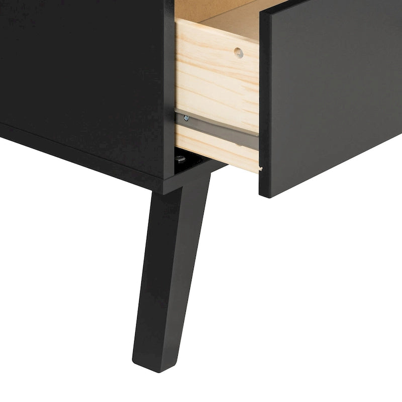 Commode moderne de style scandinave à 7 tiroirs, pieds fuselés, grand espace de rangement pour chambre, finition bois