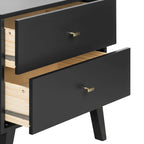 Commode moderne de style scandinave à 7 tiroirs, pieds fuselés, grand espace de rangement pour chambre, finition bois