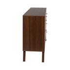 Commode moderne de style scandinave à 7 tiroirs, pieds fuselés, grand espace de rangement pour chambre, finition bois