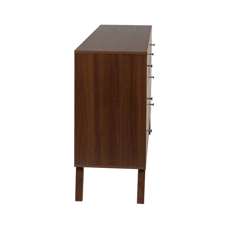 Commode moderne de style scandinave à 7 tiroirs, pieds fuselés, grand espace de rangement pour chambre, finition bois