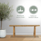 Banc 43" en bois naturel pour l'intérieur ou l'extérieur, idéal pour l'entrée, le couloir ou le patio.