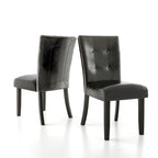 Lot de 2 chaises de salle à manger capitonnées contemporaines, similicuir espresso, structure en bois massif