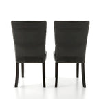 Lot de 2 chaises de salle à manger capitonnées contemporaines, similicuir espresso, structure en bois massif