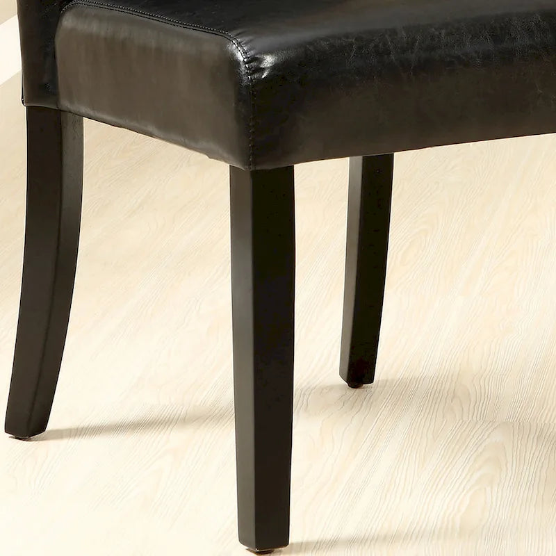 Lot de 2 chaises de salle à manger capitonnées contemporaines, similicuir espresso, structure en bois massif