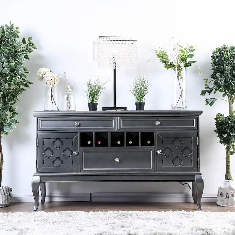 Buffet et bahut en bois de 60", style glamour, armoire de rangement avec portes, salle à manger