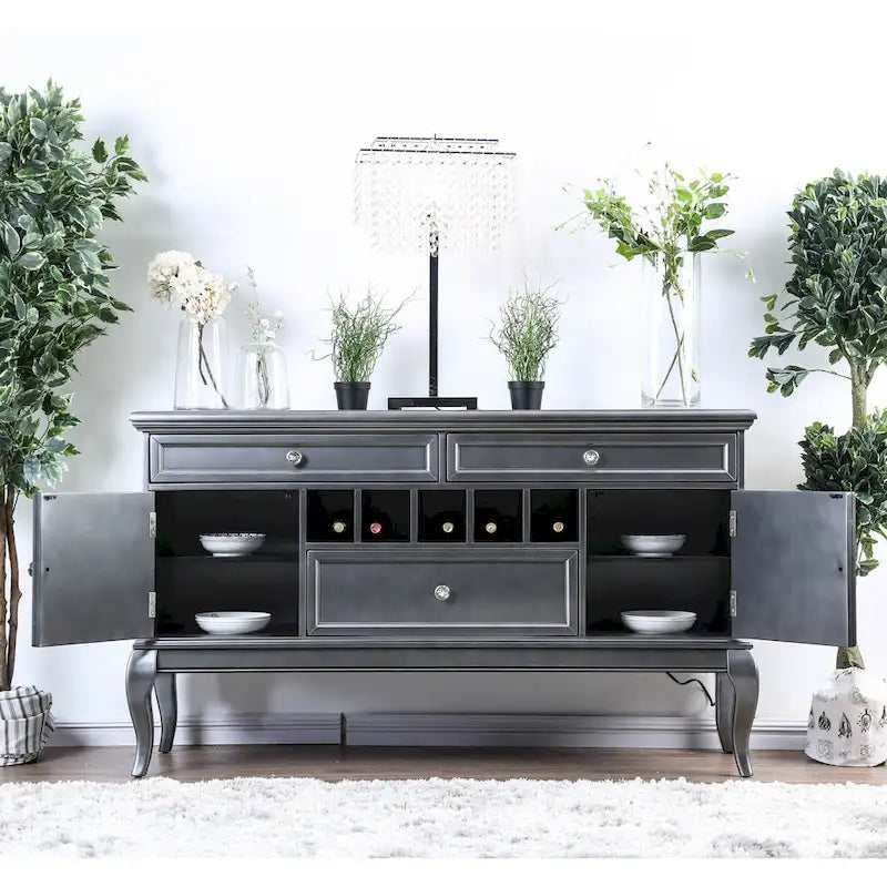 Buffet et bahut en bois de 60", style glamour, armoire de rangement avec portes, salle à manger