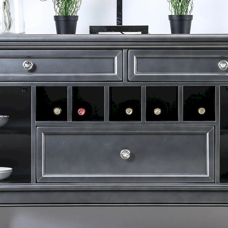Buffet et bahut en bois de 60", style glamour, armoire de rangement avec portes, salle à manger