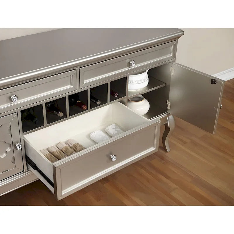 Buffet et bahut en bois de 60", style glamour, armoire de rangement avec portes, salle à manger
