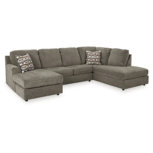 Canapé d'angle 2 pièces avec méridienne, revêtement en tissu mastic, 125"L x 86"P x 38"H, salon