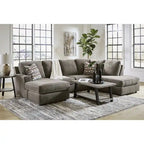 Canapé d'angle 2 pièces avec méridienne, revêtement en tissu mastic, 125"L x 86"P x 38"H, salon