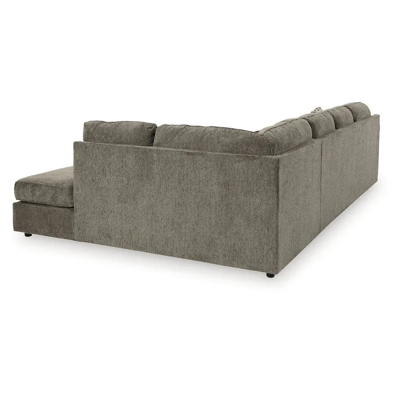 Canapé d'angle 2 pièces avec méridienne, revêtement en tissu mastic, 125"L x 86"P x 38"H, salon