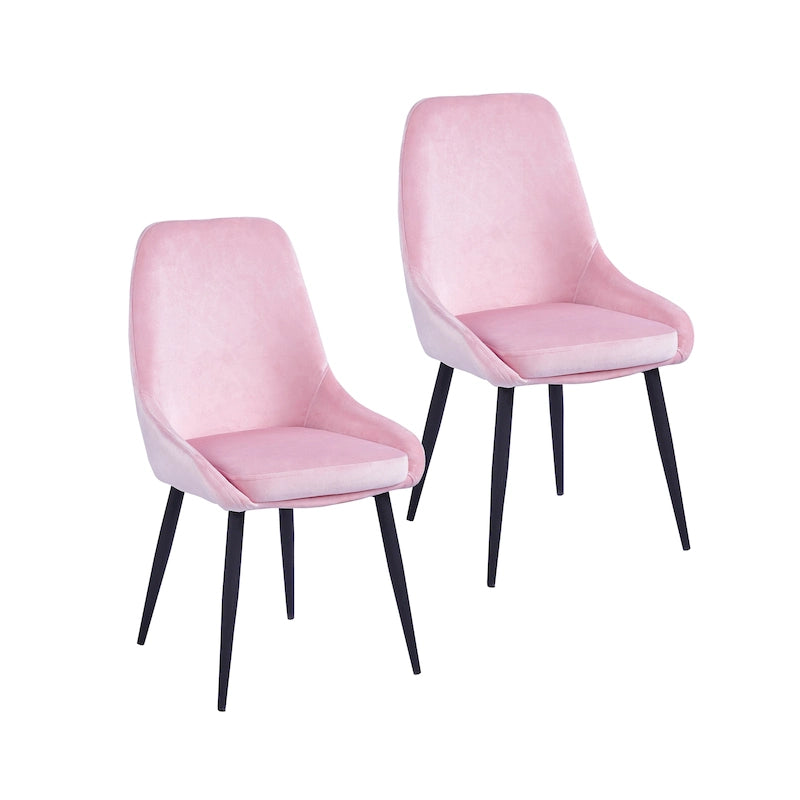 Lot de 2 chaises de salle à manger en velours, pieds en acier, chaises d'appoint rembourrées, salle à manger moderne et glamour