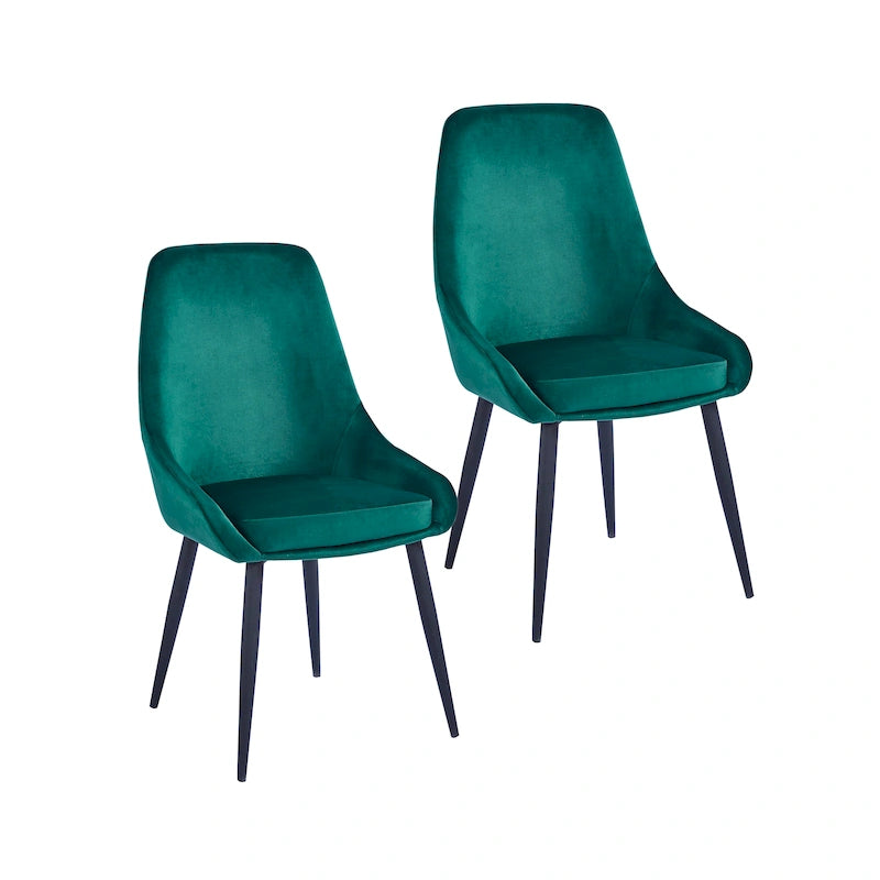 Lot de 2 chaises de salle à manger en velours, pieds en acier, chaises d'appoint rembourrées, salle à manger moderne et glamour