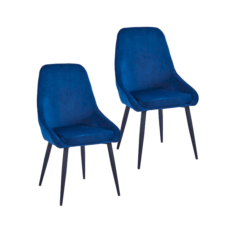 Lot de 2 chaises de salle à manger en velours, pieds en acier, chaises d'appoint rembourrées, salle à manger moderne et glamour
