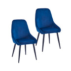 Lot de 2 chaises de salle à manger en velours, pieds en acier, chaises d'appoint rembourrées, salle à manger moderne et glamour