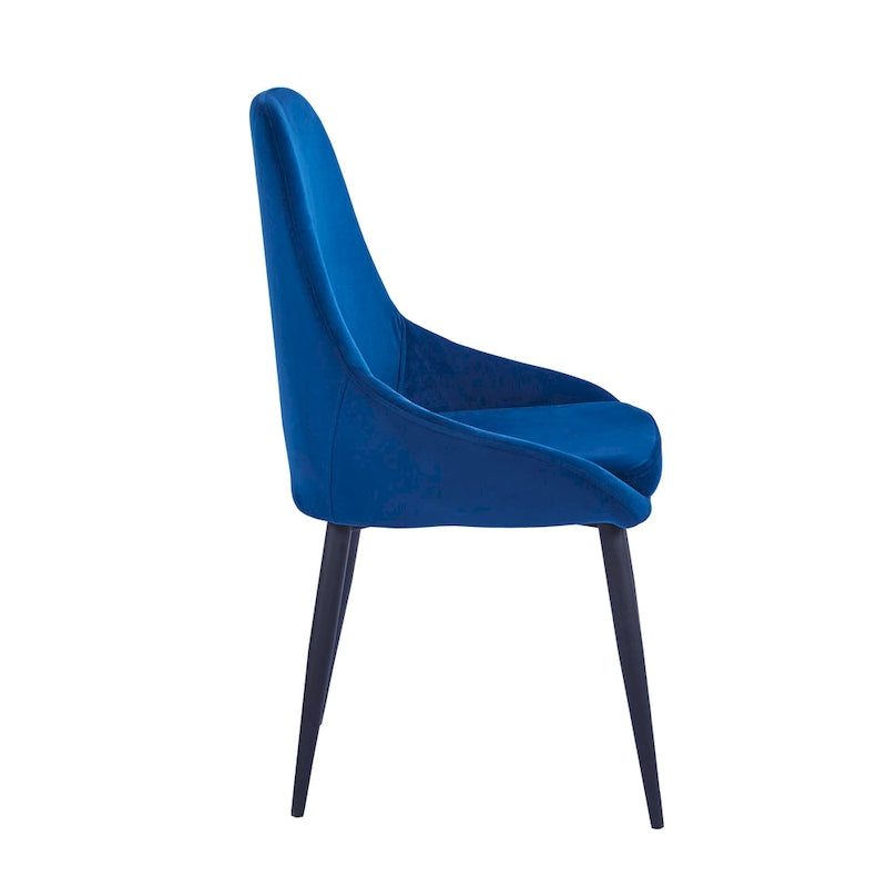 Lot de 2 chaises de salle à manger en velours, pieds en acier, chaises d'appoint rembourrées, salle à manger moderne et glamour