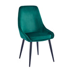 Lot de 2 chaises de salle à manger en velours, pieds en acier, chaises d'appoint rembourrées, salle à manger moderne et glamour