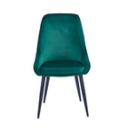 Lot de 2 chaises de salle à manger en velours, pieds en acier, chaises d'appoint rembourrées, salle à manger moderne et glamour