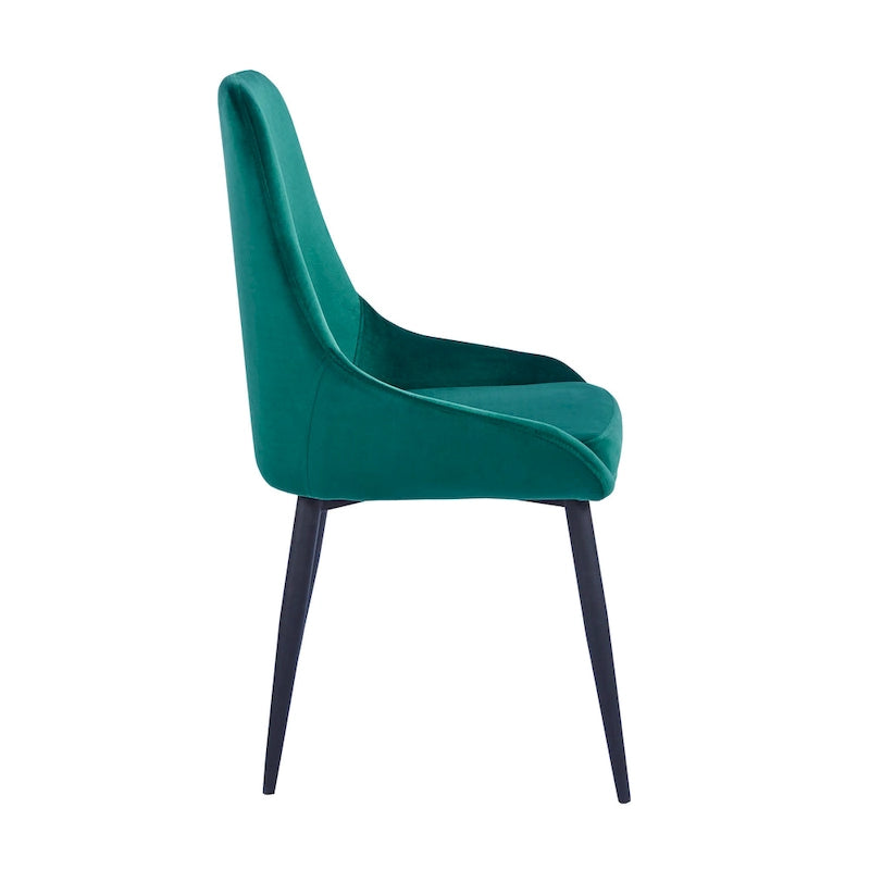 Lot de 2 chaises de salle à manger en velours, pieds en acier, chaises d'appoint rembourrées, salle à manger moderne et glamour