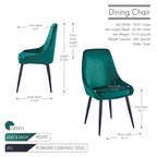 Lot de 2 chaises de salle à manger en velours, pieds en acier, chaises d'appoint rembourrées, salle à manger moderne et glamour