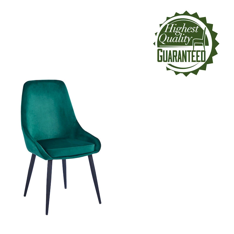 Lot de 2 chaises de salle à manger en velours, pieds en acier, chaises d'appoint rembourrées, salle à manger moderne et glamour