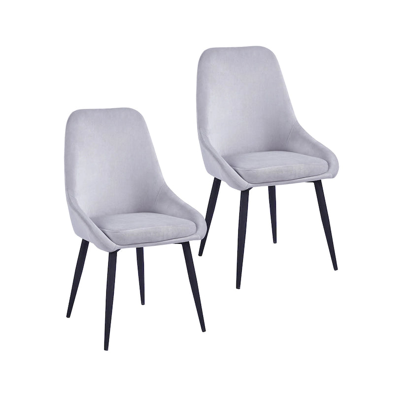 Lot de 2 chaises de salle à manger en velours, pieds en acier, chaises d'appoint rembourrées, salle à manger moderne et glamour
