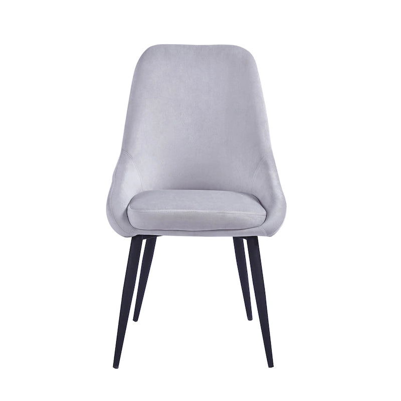 Lot de 2 chaises de salle à manger en velours, pieds en acier, chaises d'appoint rembourrées, salle à manger moderne et glamour