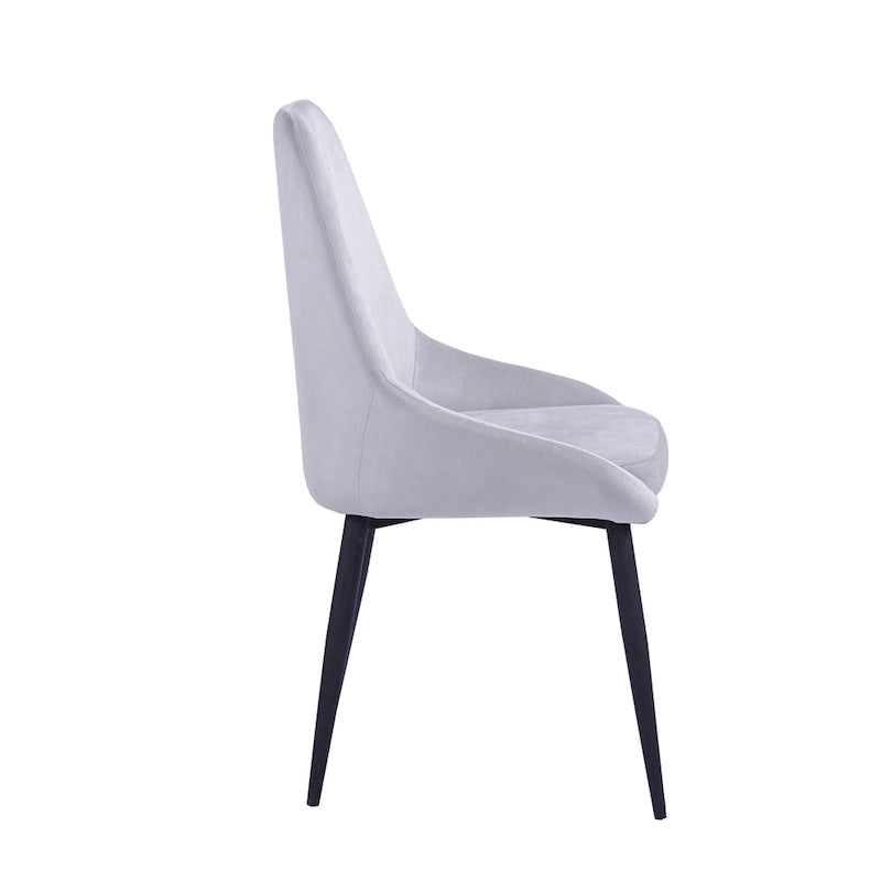 Lot de 2 chaises de salle à manger en velours, pieds en acier, chaises d'appoint rembourrées, salle à manger moderne et glamour