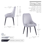 Lot de 2 chaises de salle à manger en velours, pieds en acier, chaises d'appoint rembourrées, salle à manger moderne et glamour