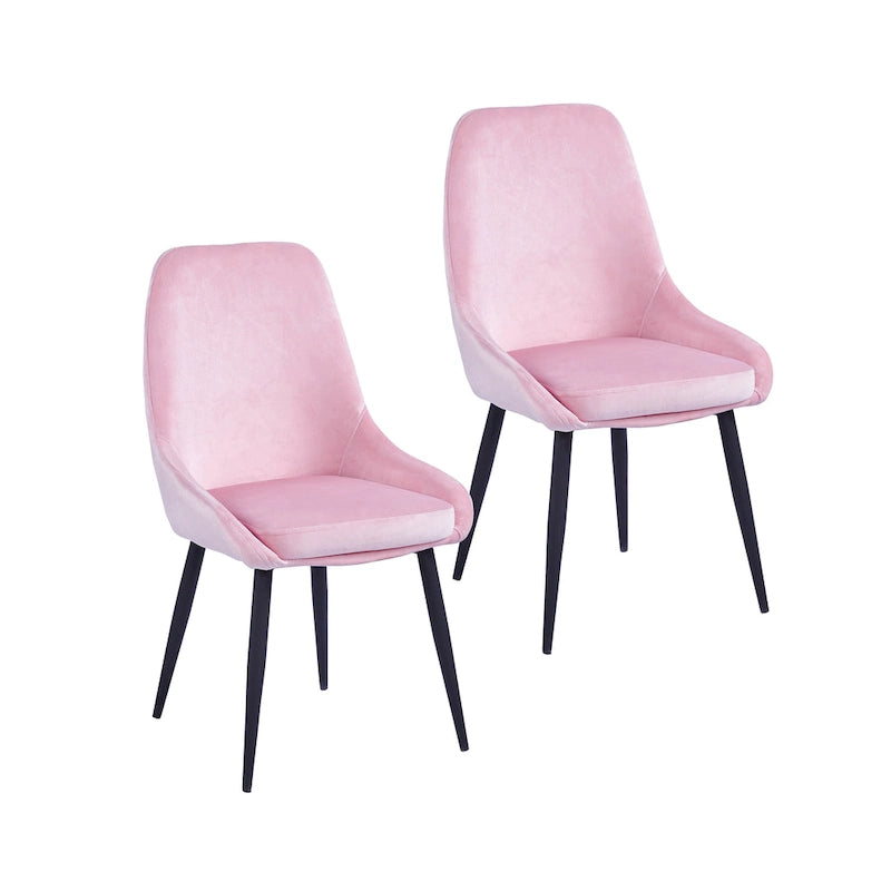 Lot de 2 chaises de salle à manger en velours, pieds en acier, chaises d'appoint rembourrées, salle à manger moderne et glamour