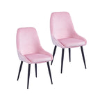 Lot de 2 chaises de salle à manger en velours, pieds en acier, chaises d'appoint rembourrées, salle à manger moderne et glamour