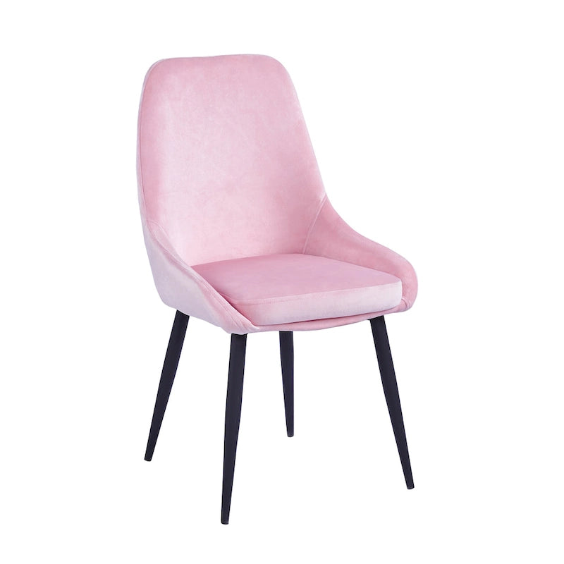 Lot de 2 chaises de salle à manger en velours, pieds en acier, chaises d'appoint rembourrées, salle à manger moderne et glamour
