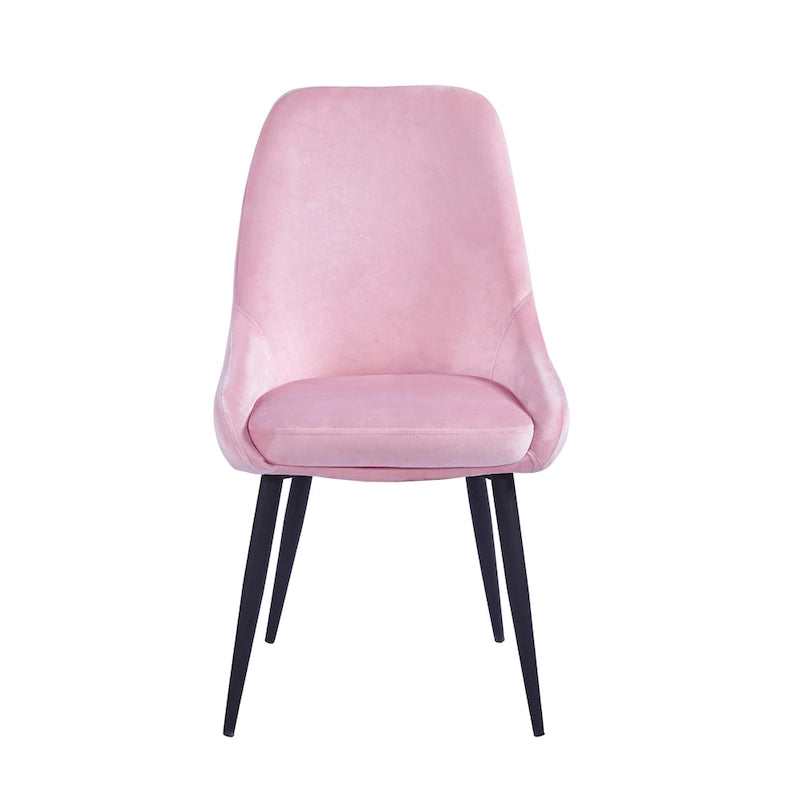 Lot de 2 chaises de salle à manger en velours, pieds en acier, chaises d'appoint rembourrées, salle à manger moderne et glamour