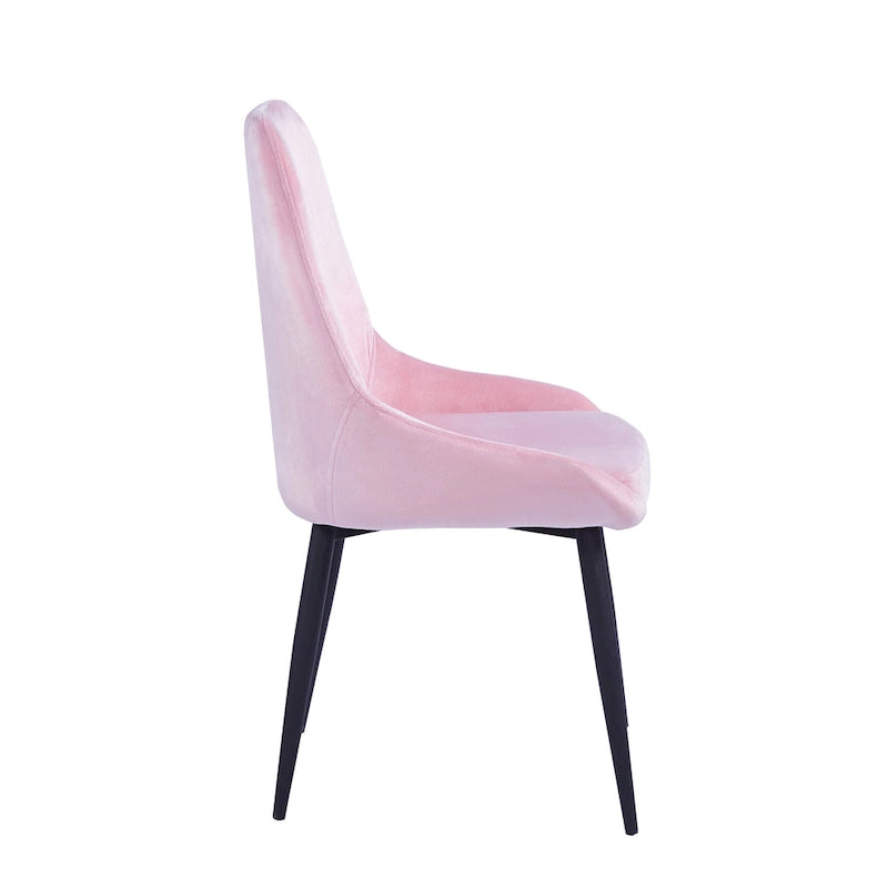 Lot de 2 chaises de salle à manger en velours, pieds en acier, chaises d'appoint rembourrées, salle à manger moderne et glamour