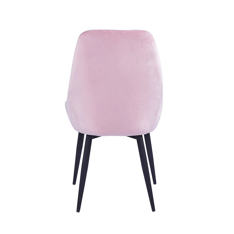 Lot de 2 chaises de salle à manger en velours, pieds en acier, chaises d'appoint rembourrées, salle à manger moderne et glamour