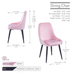 Lot de 2 chaises de salle à manger en velours, pieds en acier, chaises d'appoint rembourrées, salle à manger moderne et glamour