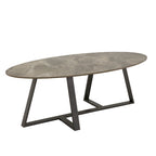 Ensemble table de salle à manger en pierre frittée, plateau brillant, piètement en métal gris, style moderne, 4-6 places
