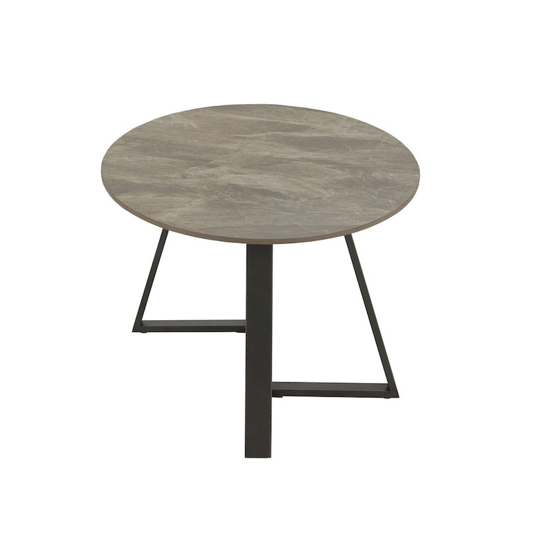 Ensemble table de salle à manger en pierre frittée, plateau brillant, piètement en métal gris, style moderne, 4-6 places