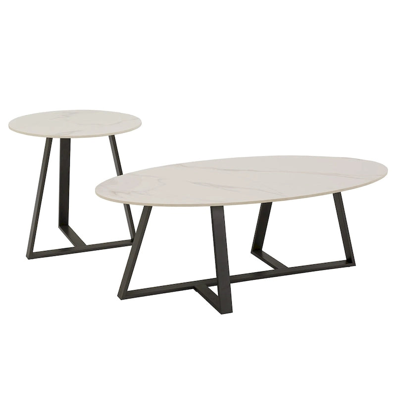 Ensemble table de salle à manger en pierre frittée, plateau brillant, piètement en métal gris, style moderne, 4-6 places