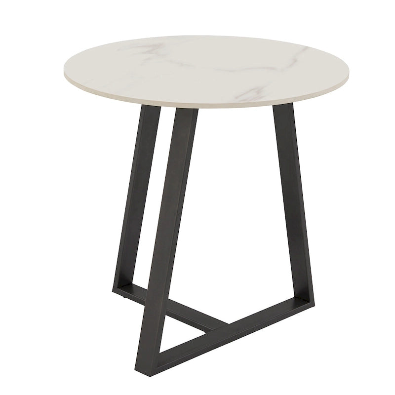 Ensemble table de salle à manger en pierre frittée, plateau brillant, piètement en métal gris, style moderne, 4-6 places
