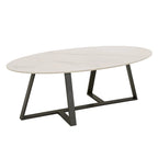 Ensemble table de salle à manger en pierre frittée, plateau brillant, piètement en métal gris, style moderne, 4-6 places