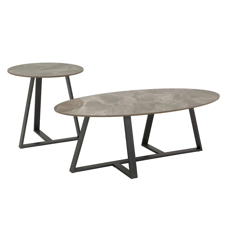 Ensemble table de salle à manger en pierre frittée, plateau brillant, piètement en métal gris, style moderne, 4-6 places