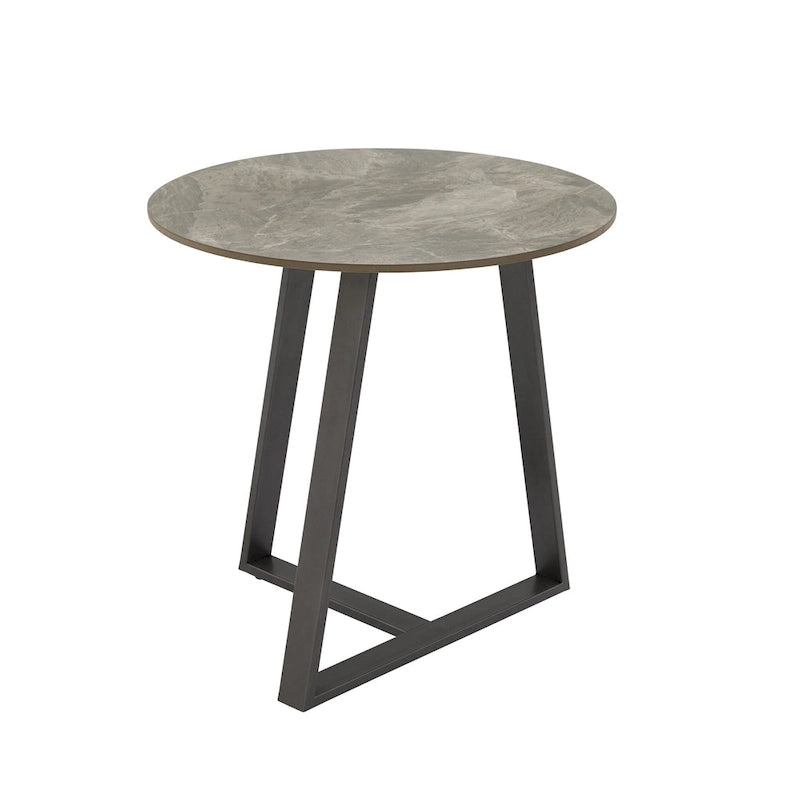 Ensemble table de salle à manger en pierre frittée, plateau brillant, piètement en métal gris, style moderne, 4-6 places