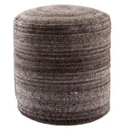 Pouf cylindrique rayé, 60 % polyester 40 % laine, fait main, remplissage billes de polystyrène, 45,7 x 55,9 cm