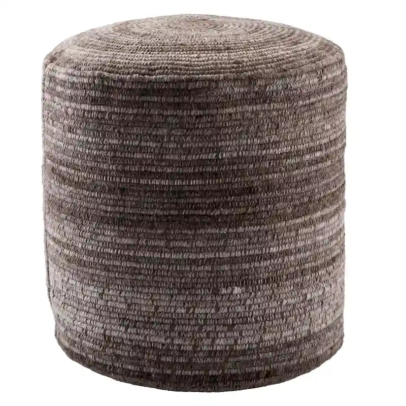 Pouf cylindrique rayé, 60 % polyester 40 % laine, fait main, remplissage billes de polystyrène, 45,7 x 55,9 cm