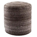 Pouf cylindrique rayé, 60 % polyester 40 % laine, fait main, remplissage billes de polystyrène, 45,7 x 55,9 cm